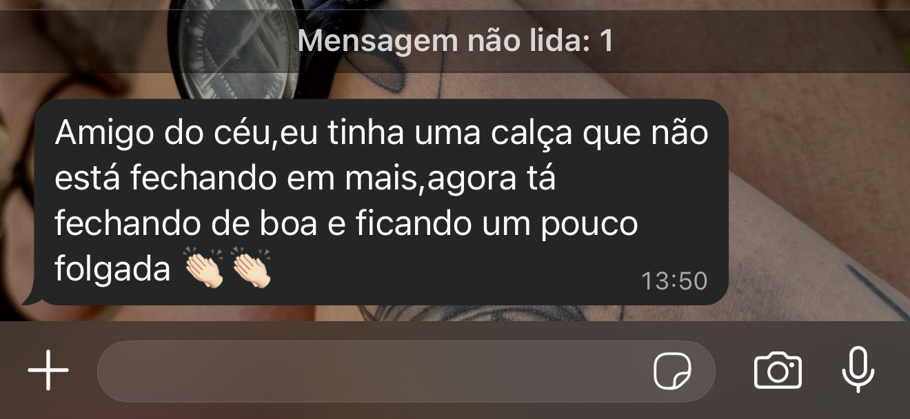 Calça que não fechava mais agora está folgada.