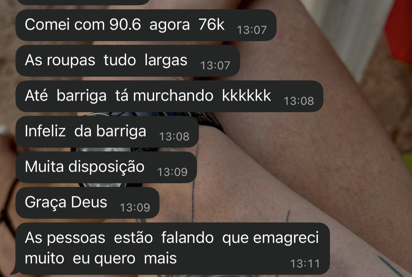 Comecei com 90.6kg, agora 76kg. Muita disposição.